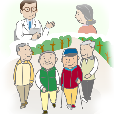 退職後の健康管理のイラスト